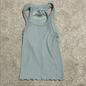 Free People Ribbed Racerback Tank Top - Sage Green